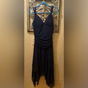 I.N. Studio High/Low Black Dress w/rope & satin straps Size 12